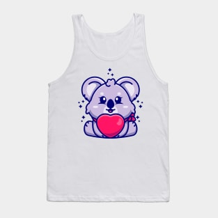 Cute baby koala cartoon with love Tank Top